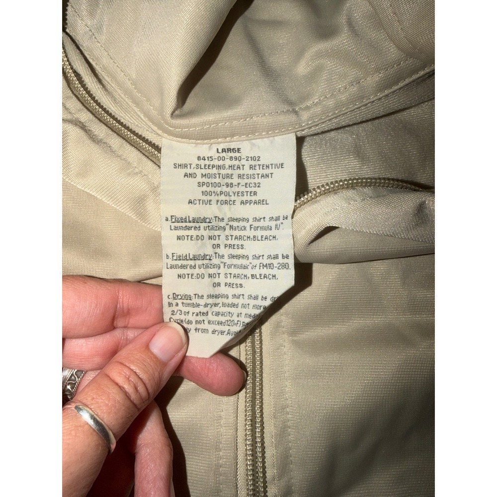Active Force Apparel Mens USAF Sleeping Shirt Sand Quarter Zip Large - Picture 6 of 6